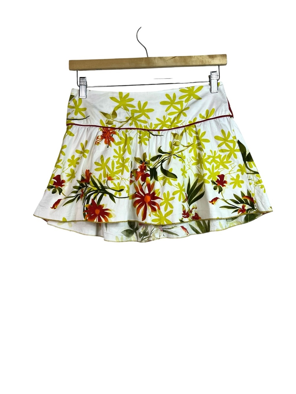 Vintage DM BM Hawaiian Tropical Floral Mini Skirt Size S Y2K Fairy Whimsical